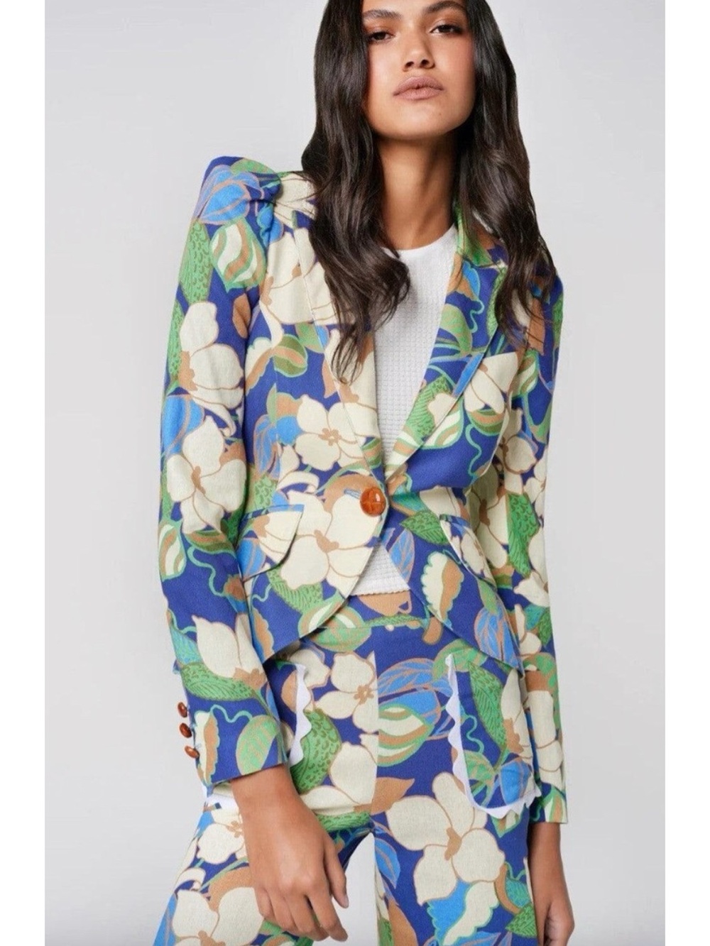 Smythe Blue Floral Patchwork Blazer